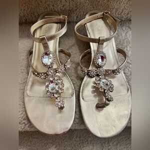 Lilly Pulitzer Frosted Gold Rhinestone Wedge Sandal